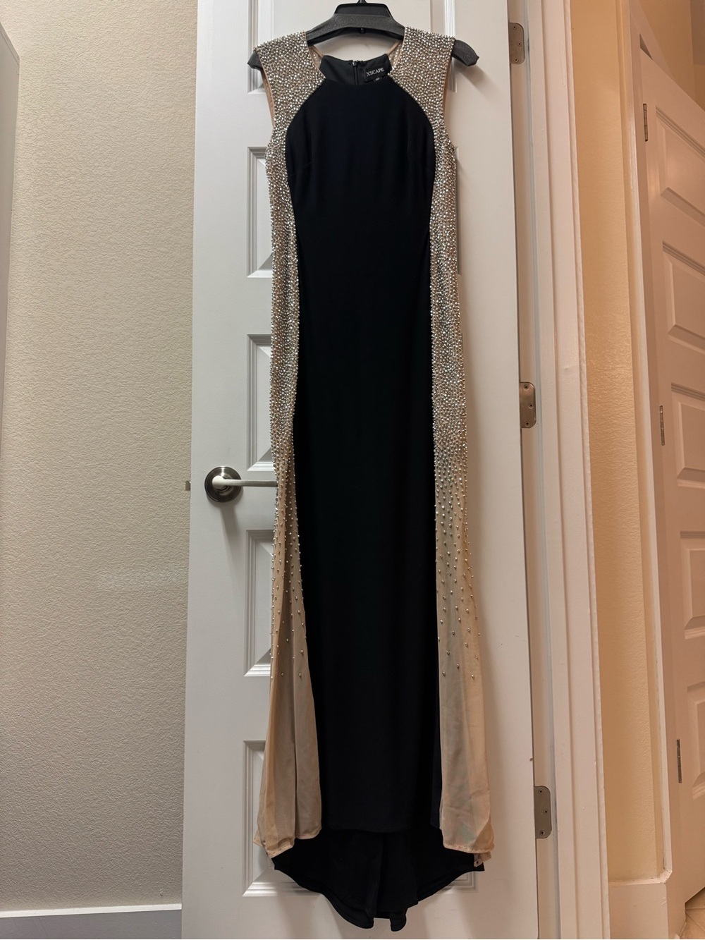 Xscape Black and Champagne Beaded Gown